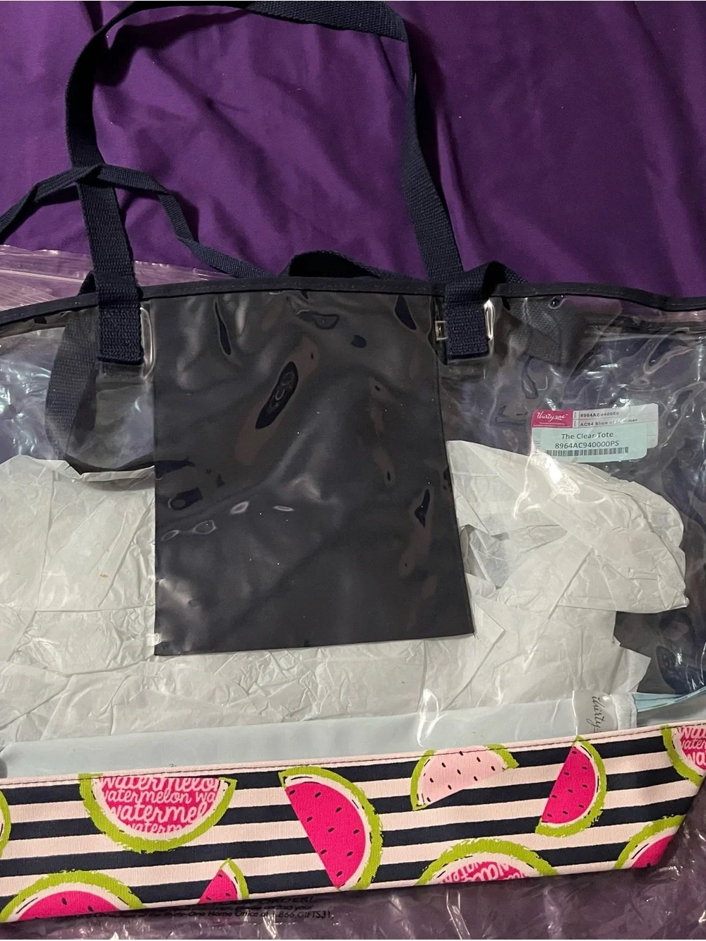 New Thirty-One In The Clear Tote personalized w/watermelon - Picture 2 of 3